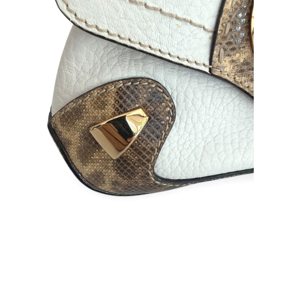 Dolce & Gabbana Vintage Y2K D-Ring Shoulder Bag White Leather & Python - Picture 7 of 13